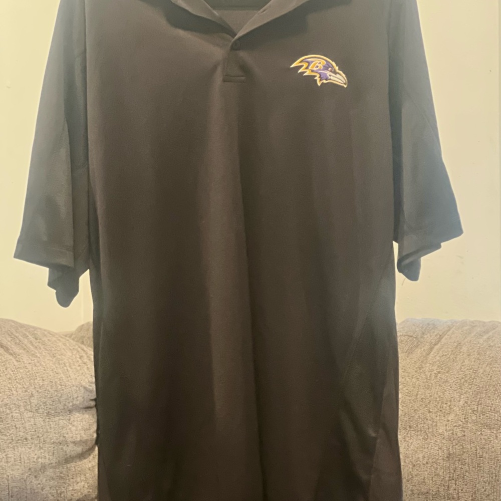 NFL Black Polo Shirt with Logo and Short Sleeves